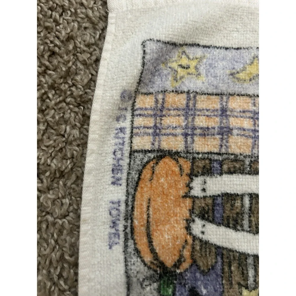 Vintage Halloween Towel Boo Ghosts Bats 80's 90's Kitchen Hand Towel